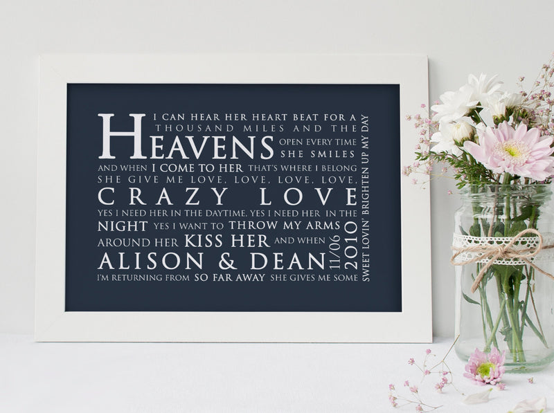 Van Morrison Crazy Love Inspired Lyric Art: Personalised Typography Print