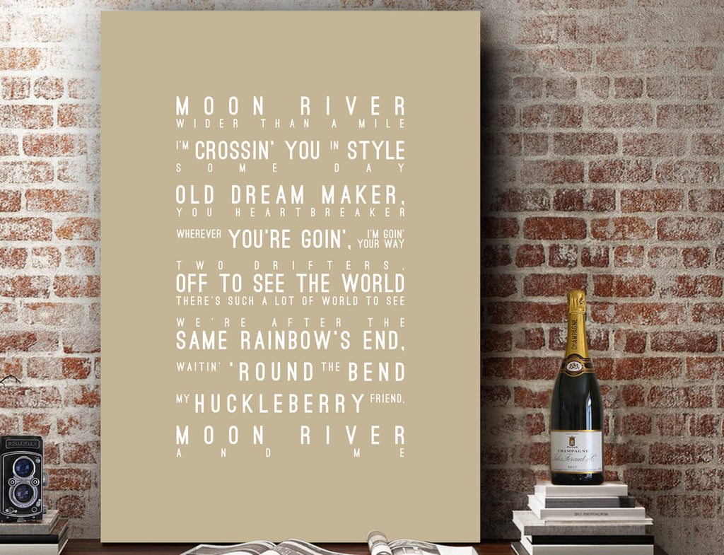 Frank Sinatra Moon River Inspired Lyrics Typography Print