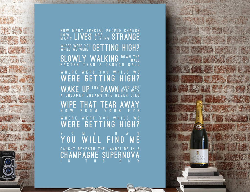 Oasis Champagne Supernova Inspired Lyrics Typography Print