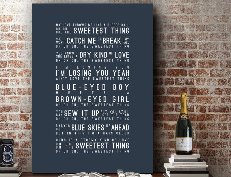 U2 The Sweetest Thing Inspired Lyrics Typography Print