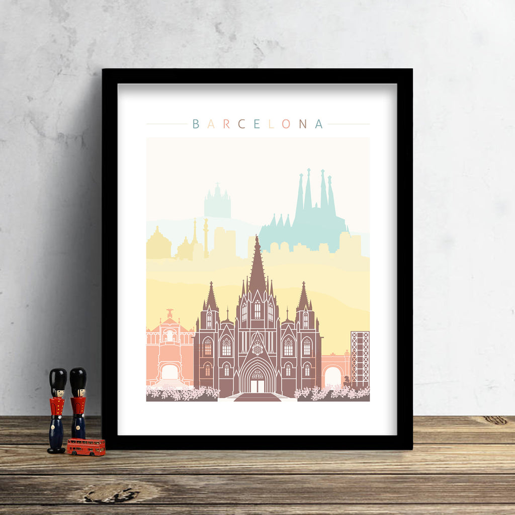 Barcelona Skyline: Cityscape Art Print, Home